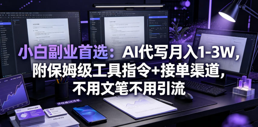 小白副业首选：AI代写月入1-3W，附保姆级工具指令+接单渠道，不用文笔不用引流【揭秘】-泱泱学习社