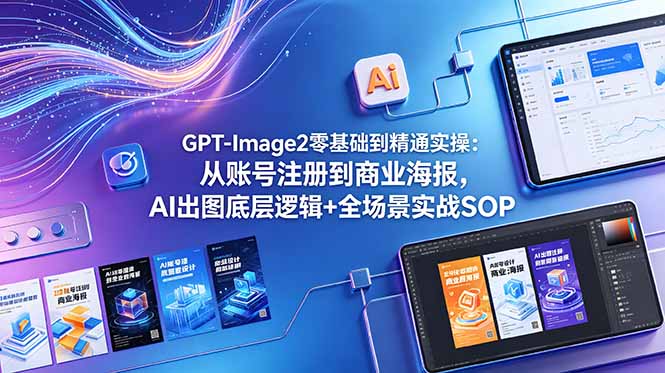 GPT-Image2零基础到精通实操:从账号注册到商业海报,AI出图底层逻辑+全场景实战SOP-泱泱学习社