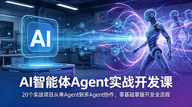 AI智能体Agent实战开发课:20个实战项目从单Agent到多Agent协作,零基础掌握开发全流程-泱泱学习社