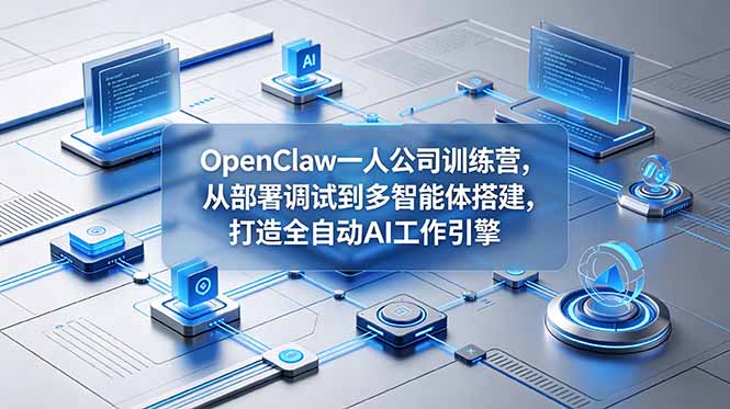 OpenClaw 一人公司训练营，从部署调试到多智能体搭建，打造全自动 AI 工作引擎-泱泱学习社