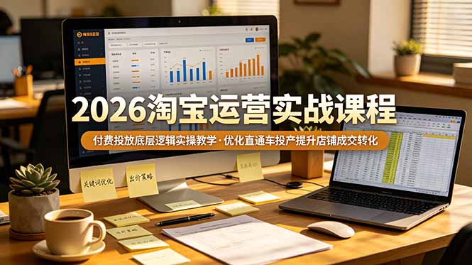 2026 淘宝运营实战课程，付费投放底层逻辑实操教学，优化直通车投产提升店铺成交转化-泱泱学习社