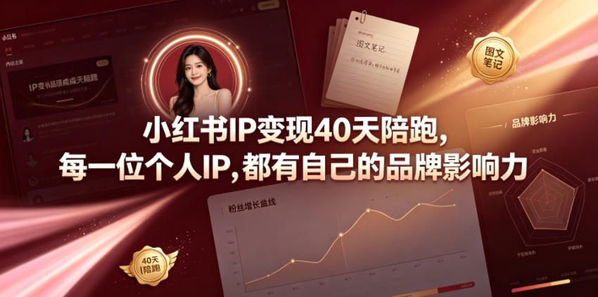 小红书IP变现40天陪跑，每一位个人IP，都有自己的品牌影响力-泱泱学习社