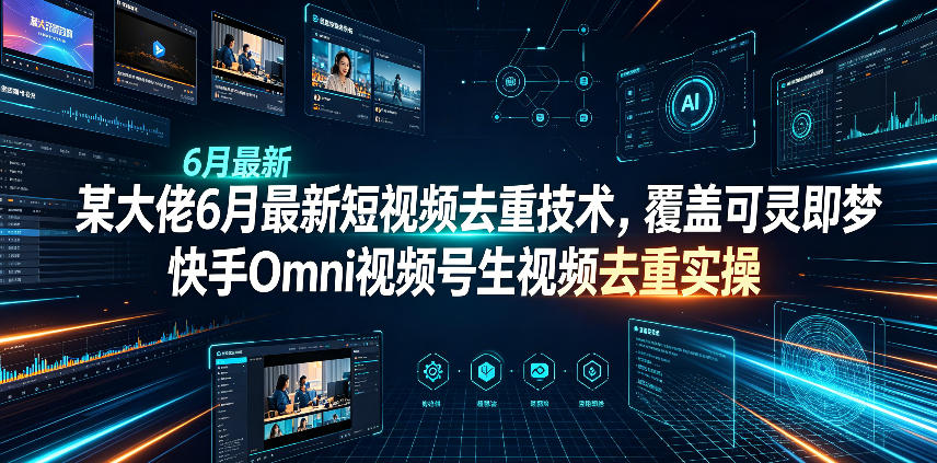 某大佬6月最新短视频去重技术,覆盖可灵即梦快手Omni视频号生视频去重实操-泱泱学习社