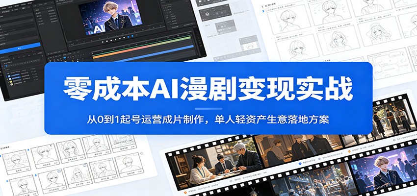 零成本AI漫剧变现实战：从0到1起号运营成片制作，单人轻资产生意落地方案-泱泱学习社