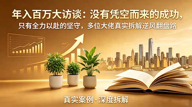 年入百万大访谈-更新：没有凭空而来的成功，只有全力以赴的坚守，多位大佬真实拆解逆风翻盘路-泱泱学习社
