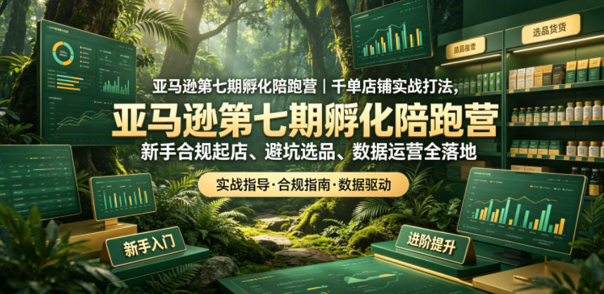 亚马逊第七期孵化陪跑营｜千单店铺实战打法，新手合规起店、避坑选品、数据运营全落地(更新0625)-泱泱学习社