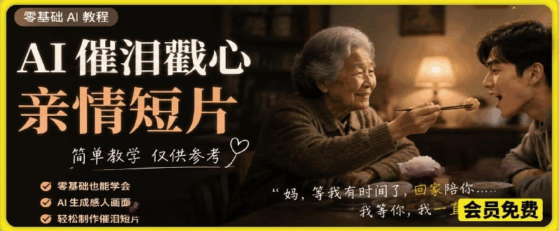 AI催泪戳心亲情短片,零基础AI教程,简单教学仅供参考-泱泱学习社