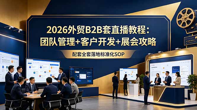 2026外贸B2B套直播教程：团队管理+客户开发+展会攻略，配套全套落地标准化SOP-泱泱学习社