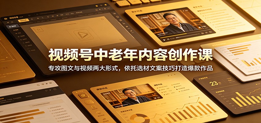 视频号中老年内容创作课:专攻图文与视频两大形式,依托选材文案技巧打造爆款作品-泱泱学习社