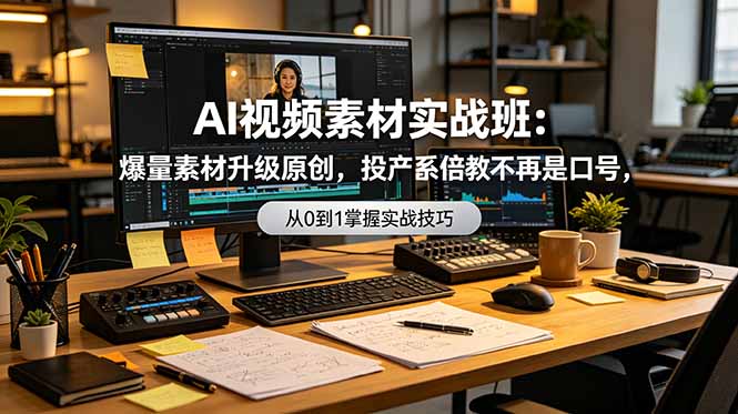 AI视频素材实战班：爆量素材升级原创，投产翻倍不再是口号，0-1系统教学实战落地-泱泱学习社
