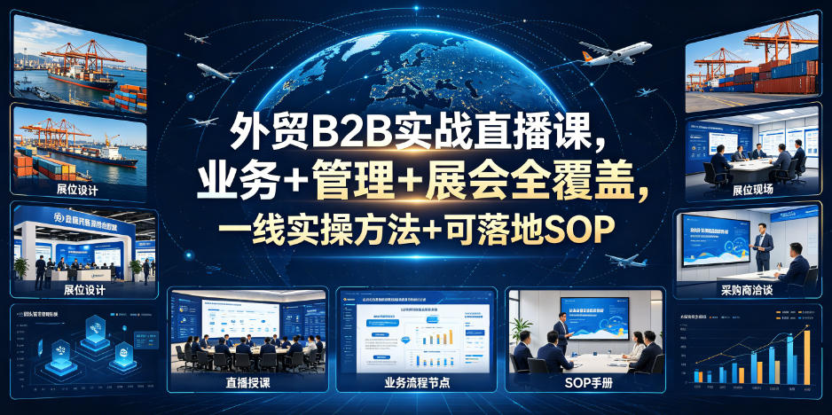 外贸B2B实战直播课，业务+管理+展会全覆盖，一线实操方法+可落地SOP-泱泱学习社