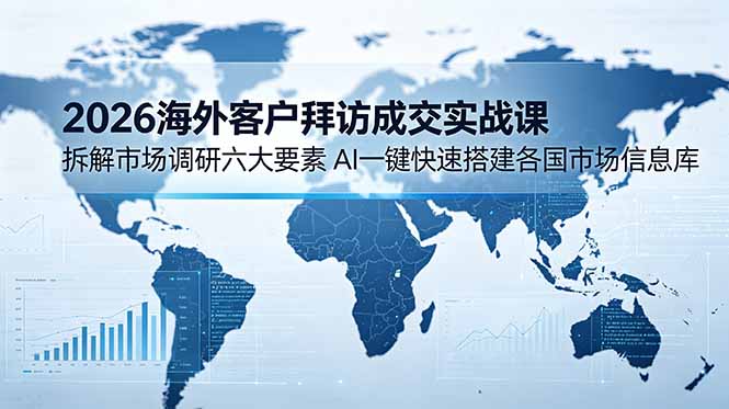 2026海外客户拜访成交实战课：拆解市场调研六大要素，AI一键快速搭建各国市场信息库-泱泱学习社