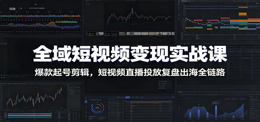 全域短视频变现实战课：爆款起号剪辑，短视频直播投放复盘出海全链路-泱泱学习社