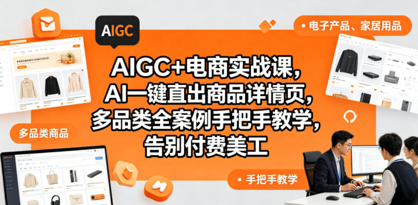 AIGC+电商实战课，AI一键直出商品详情页，多品类全案例手把手教学，告别付费美工(更新)-泱泱学习社