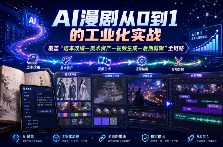 AI漫剧从0到1的工业化实战,覆盖“选本改编—美术资产—视频生成—后期剪辑”全链路(更新6月)-泱泱学习社