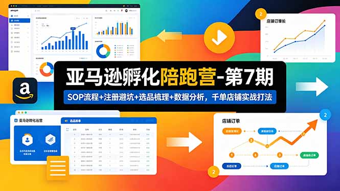 亚马逊孵化陪跑营-第7期：SOP流程+注册避坑+选品梳理+数据分析，千单店铺实战打法(更新0625-泱泱学习社