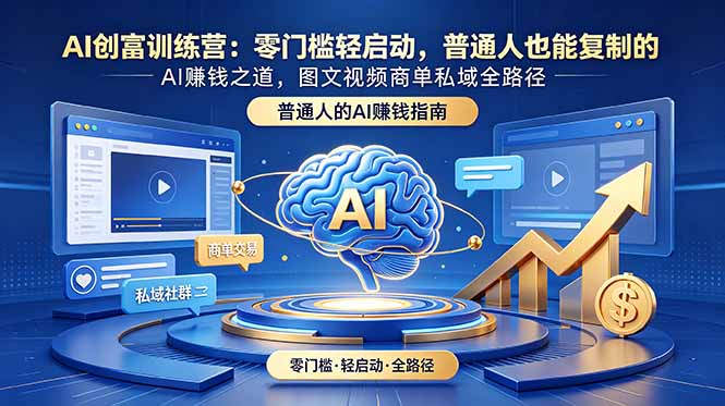 AI创富训练营:零门槛轻启动,普通人也能复制的AI赚钱之道,图文视频商单私域全路径-泱泱学习社