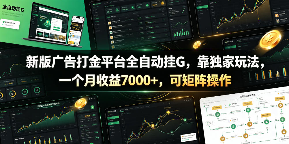 新版广告打金平台全自动挂G，靠独家玩法，一个月收益7000+，可矩阵操作【附全套脚本】【揭秘】-泱泱学习社