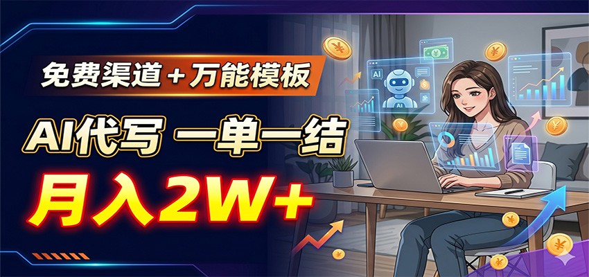 免费渠道+万能模板,AI代写一单一结,月入2W+-泱泱学习社