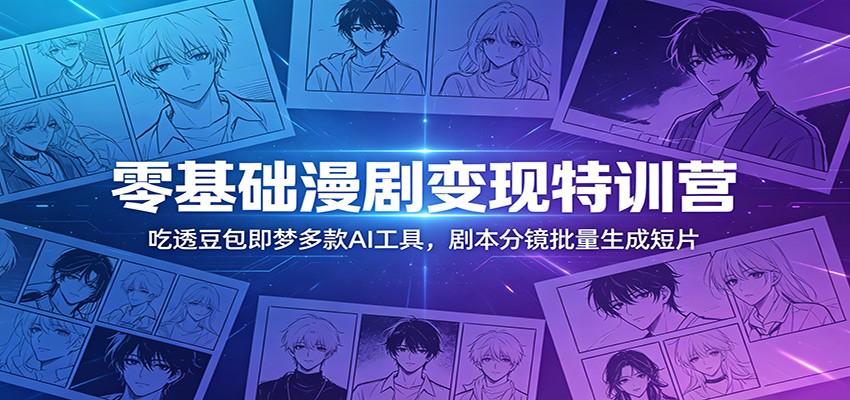 零基础漫剧变现特训营：玩转豆包即梦多款AI工具，剧本分镜批量生成短片-泱泱学习社