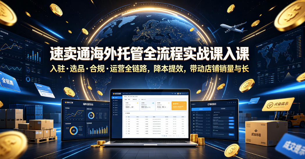 速卖通海外托管全流程实战课入驻・选品・合规・运营全链路,降本提效,带动店铺销量与收益增长-泱泱学习社