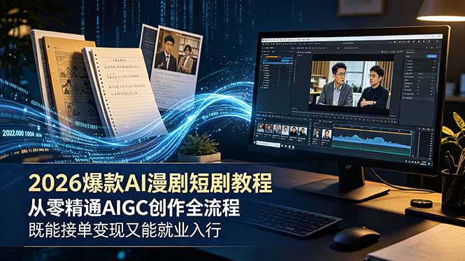 2026 爆款 AI 漫剧短剧教程 从零精通 AIGC 创作全流程 既能接单变现又能就业入行-泱泱学习社