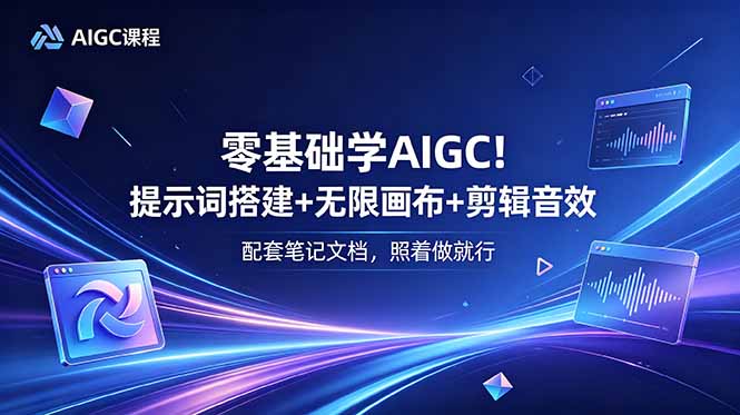 零基础学AIGC！提示词搭建+无限画布+剪辑音效，配套笔记文档，照着做就行-泱泱学习社