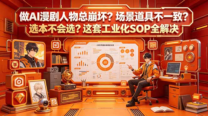 做AI漫剧人物总崩坏?场景道具不一致?选本不会选?这套工业化SOP全解决 (更新-泱泱学习社