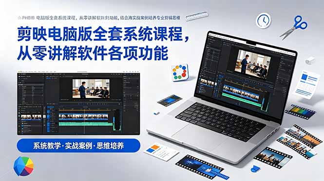 剪映电脑版全套系统课程，从零讲解软件各项功能，结合海量实战案例培养专业剪辑思维-泱泱学习社
