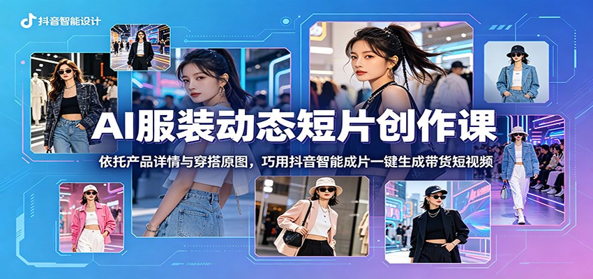 AI服装动态短片创作课：依托产品详情与穿搭原图，巧用抖音智能成片一键生成带货短视频-泱泱学习社