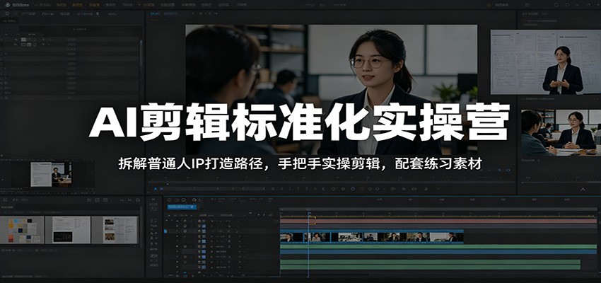 AI剪辑标准化实操营:拆解普通人IP打造路径,手把手实操剪辑,配套练习素材-泱泱学习社