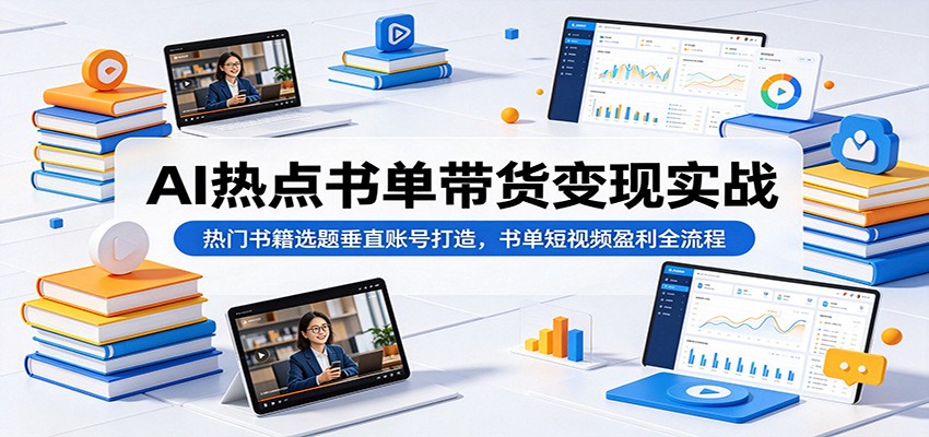 AI热点书单带货变现实战：热门书籍选题垂直账号打造，书单短视频盈利全流程-泱泱学习社
