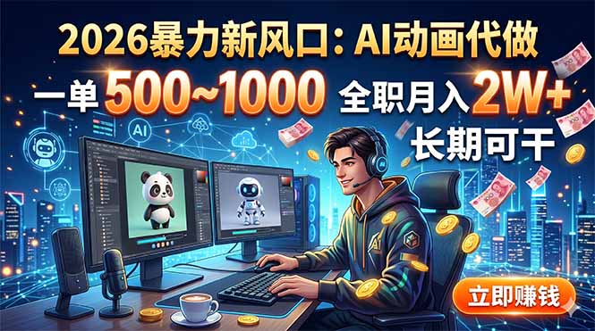 2026暴力新风口：AI动画代做，一单500~1000，全职月入2W+，长期可干-泱泱学习社