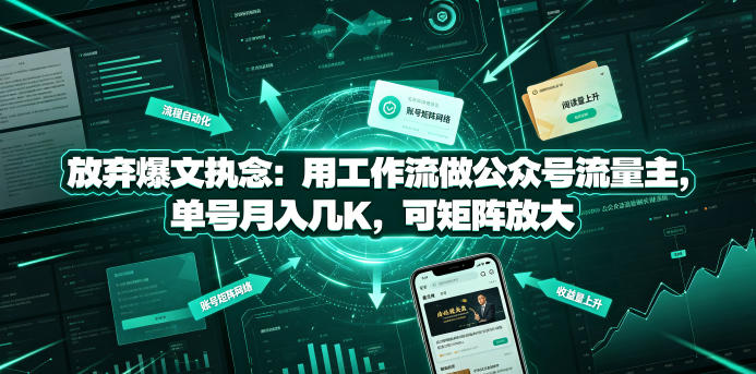 放弃爆文执念：用工作流做公众号流量主，单号月入几K，可矩阵放大-泱泱学习社