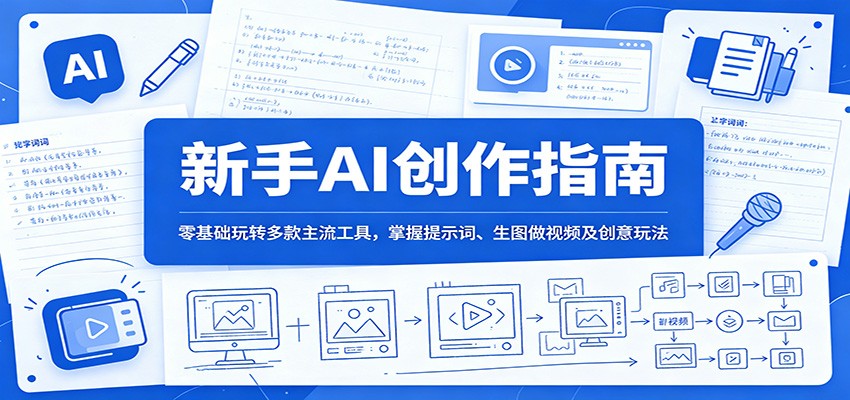 新手AI创作指南：零基础玩转多款主流工具，掌握提示词、生图做视频及创意玩法-泱泱学习社