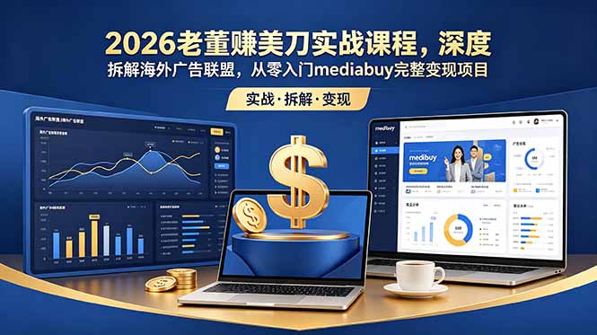 2026老董赚美刀实战课程，深度拆解海外广告联盟，从零入门mediabuy完整变现项目-泱泱学习社