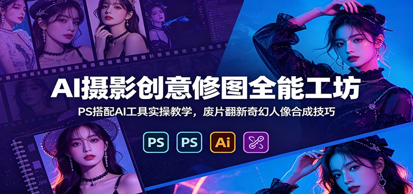 AI摄影创意修图全能工坊：PS搭配AI工具实操教学，废片翻新奇幻人像合成技巧-泱泱学习社