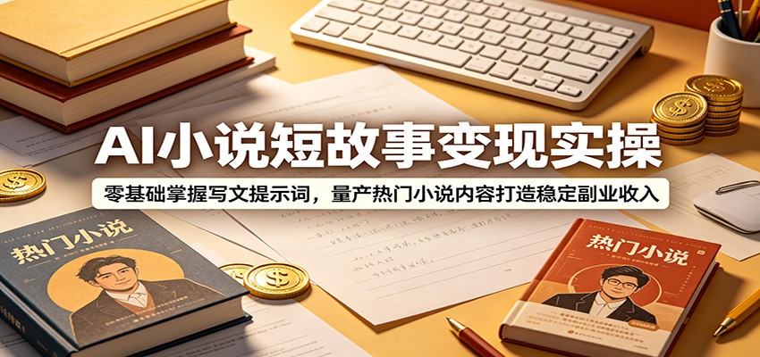 AI小说短故事变现实操：零基础掌握写文提示词，量产热门小说内容打造稳定副业收入-泱泱学习社