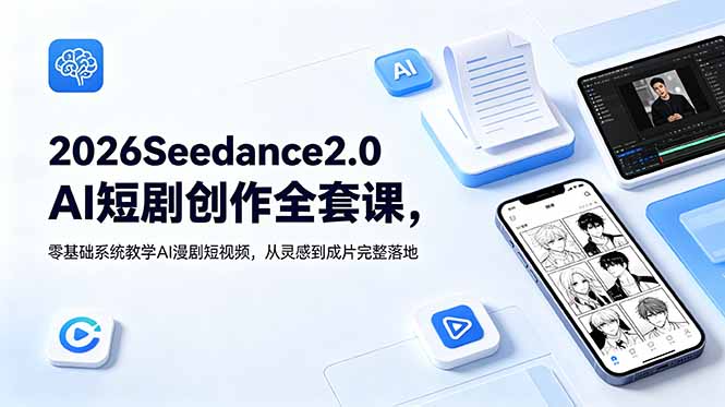2026Seedance2.0AI短剧创作全套课,零基础系统教学AI漫剧短视频,从灵感到成片完整落地-泱泱学习社