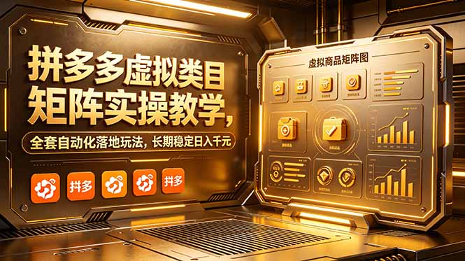 拼多多虚拟类目矩阵实操教学，全套自动化落地玩法，长期稳定日入千元-泱泱学习社