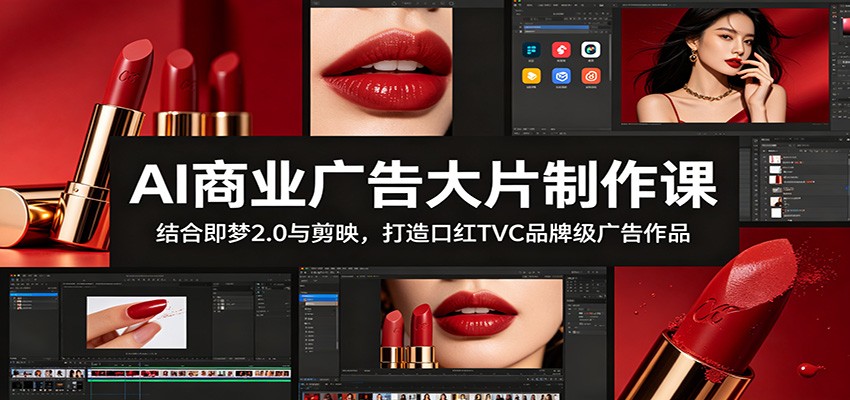 AI商业广告大片制作课:结合即梦2.0与剪映,打造口红TVC品牌级广告作品-泱泱学习社