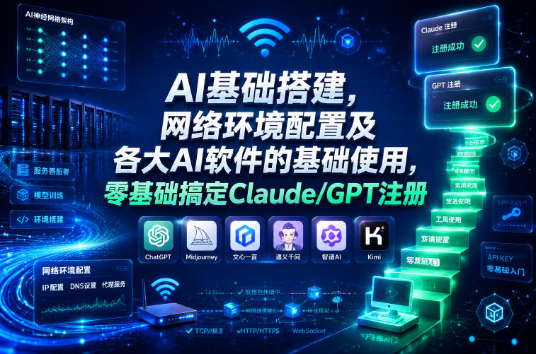 AI基础搭建，网络环境配置及各大AI软件的基础使用，零基础搞定Claude/GPT注册-泱泱学习社