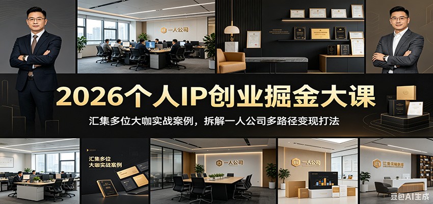 2026个人IP创业掘金大课：汇集多位大咖实战案例，拆解一人公司多路径变现打法-泱泱学习社