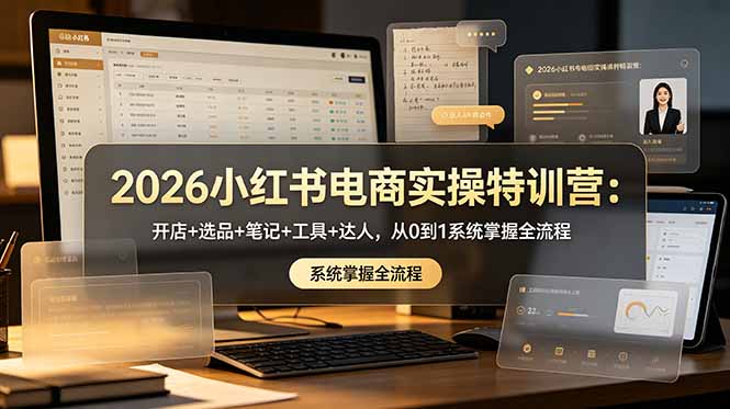 2026小红书电商实操特训营:开店+选品+笔记+工具+达人,从0到1系统掌握全流程-泱泱学习社