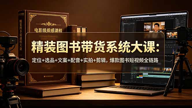 精装图书带货系统大课：定位+选品+文案+配音+实拍+剪辑，爆款图书短视频全链路-泱泱学习社
