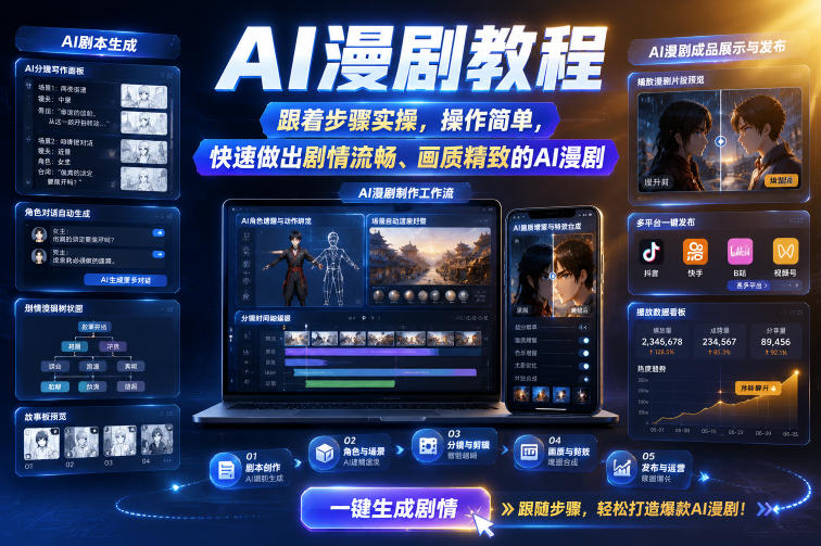 AI漫剧教程，跟着步骤实操，操作简单，快速做出剧情流畅、画质精致的AI漫剧-泱泱学习社