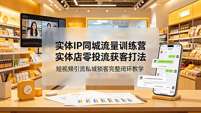 实体IP同城流量训练营：实体店零投流获客打法，短视频引流私域锁客完整闭环教学-泱泱学习社