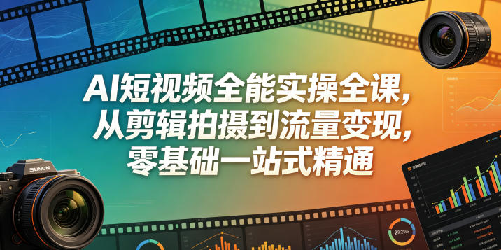 AI短视频全能实操全课，从剪辑拍摄到流量变现，零基础一站式精通-泱泱学习社