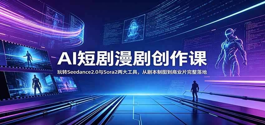 AI短剧漫剧创作课：玩转Seedance2.0与 Sora2两大工具，从剧本制图到商业片完整落地-泱泱学习社