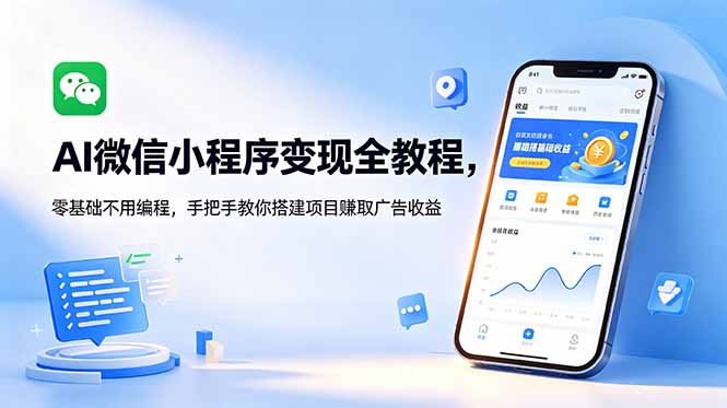 AI微信小程序变现全教程，零基础不用编程，手把手教你搭建项目赚取广告收益-泱泱学习社